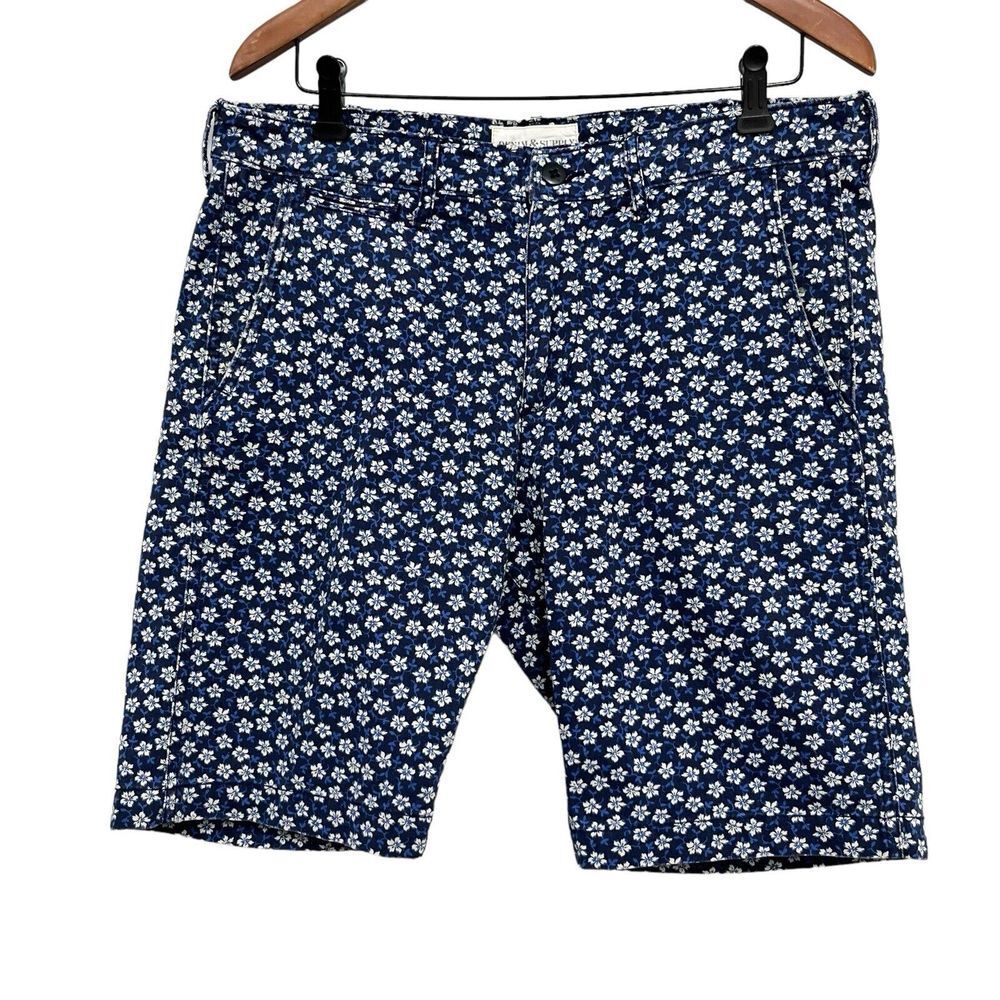Denim & Supply Ralph Lauren Men's Sz 33 Chino 9" Shorts Navy/Cream Floral Cotton